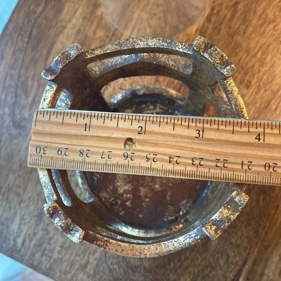 Brown gold bronze candle holder and glass insert home decor with cross design​​ - Picture 13 of 13